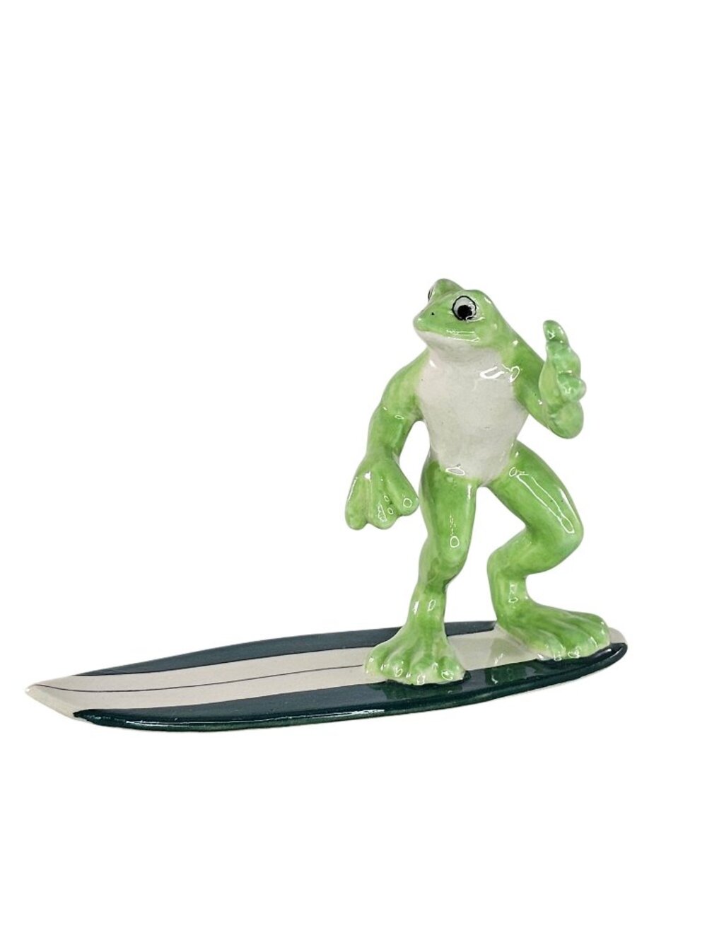Klima Porcelain Surfing Frog Miniature Figurine Anthropomorphic Collectible